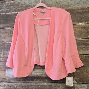 Maya Brooke Pink Open-Front Cropped Women's Blazer Jacket, Size 2X, NWT